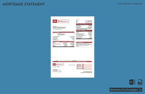 Beispiel eines Hypothekenauszugs der Nepal Himalayan Bank (Word- und PDF-Datei)